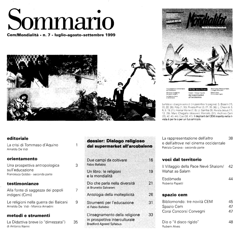 Sommario 30 07 cem luglio agosto settembre 1999 w