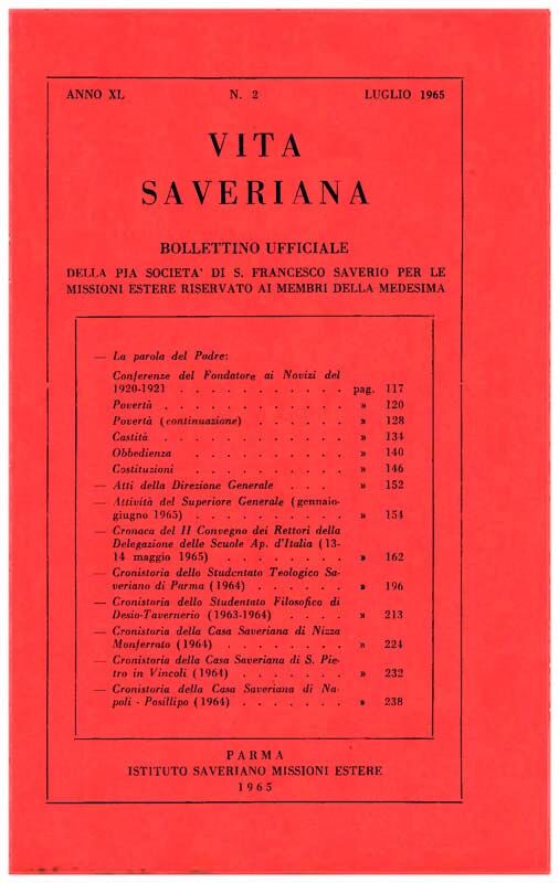 Copertina di 40.1965.02.Vita Saveriana - Luglio 1965