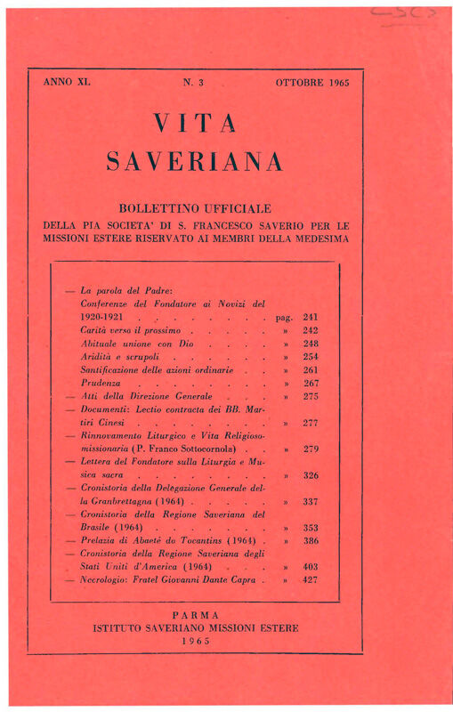 Copertina di 40.1965.03.Vita Saveriana - Ottobre 1965