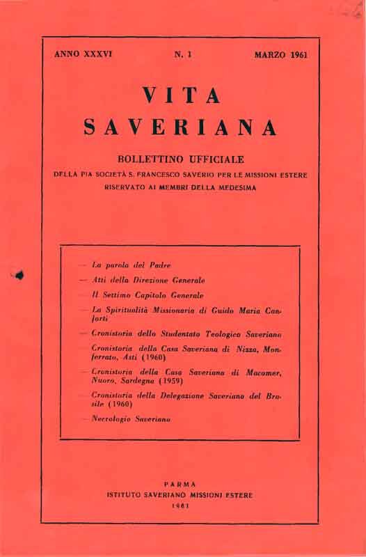 Copertina di 36.1961.01.Vita Saveriana - Marzo