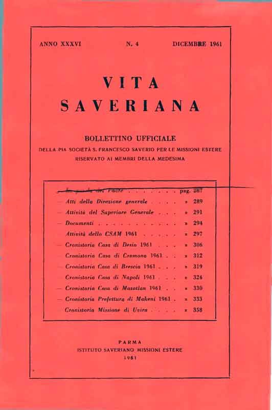 Copertina di 36.1961.04.Vita Saveriana - Dicembre