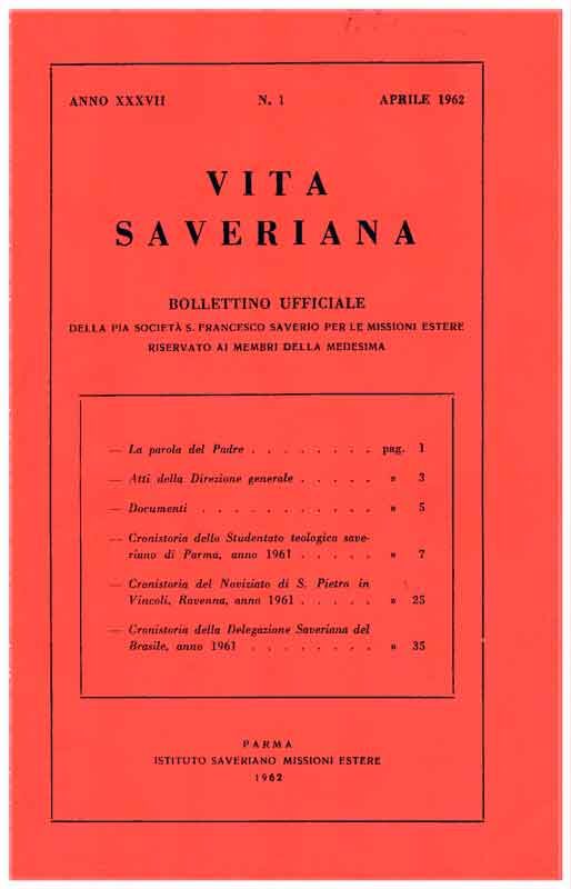 Copertina di 37.1962.01.Vita Saveriana - Aprile