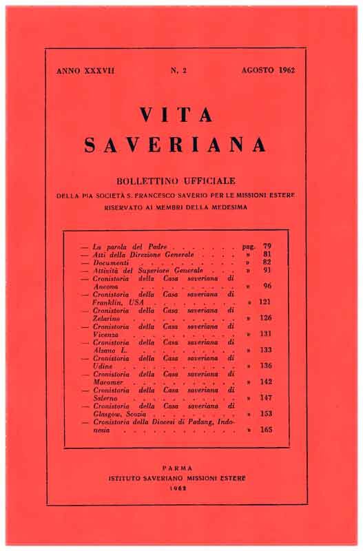 Copertina di 37.1962.02.Vita Saveriana - Agosto 1962