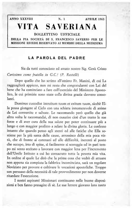 Copertina di 38.1963.01.Vita Saveriana - Aprile 1963