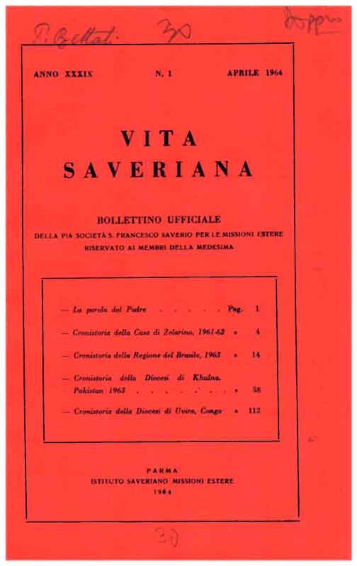 Copertina di 39.1964.01.Vita Saveriana - Aprile 1964