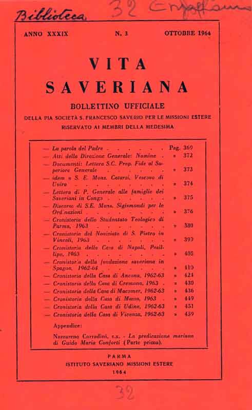 Copertina di 39.1964.03.Vita Saveriana - Ottobre 1964