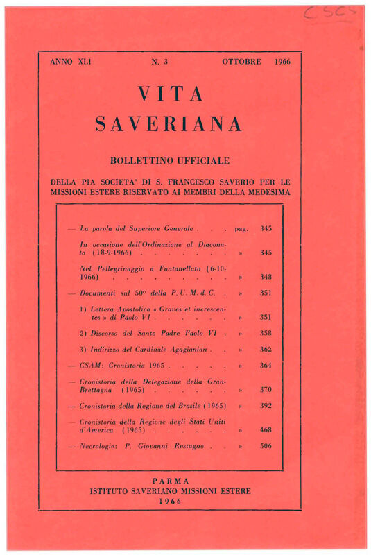Copertina di 41.1966.03.Vita Saveriana - Ottobre 1966