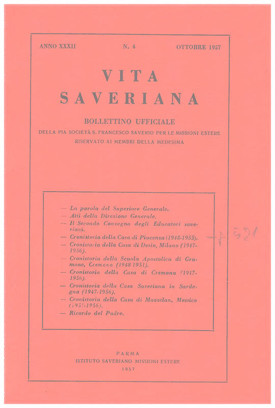 Copertina di 32.1957-04.Vita Saveriana - Ottobre