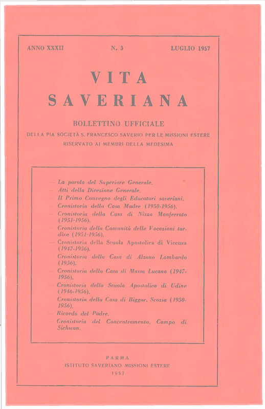 Copertina di 32.1957-03.Vita Saveriana - Luglio
