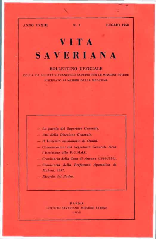 Copertina di 33.1958.03.Vita Saveriana - Luglio