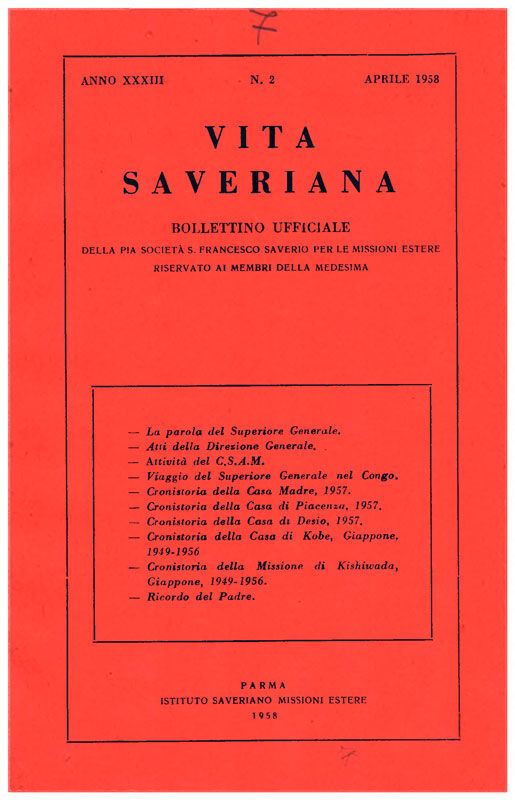 Copertina di 33.1958.02.Vita Saveriana - Aprile