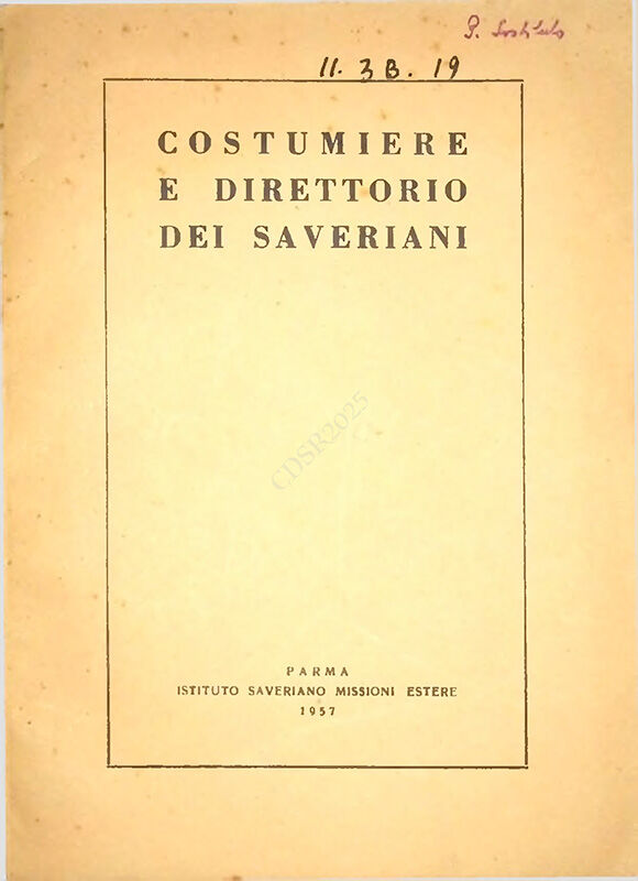 Copertina di Costumiere e Direttorio dei Saveriani 1957