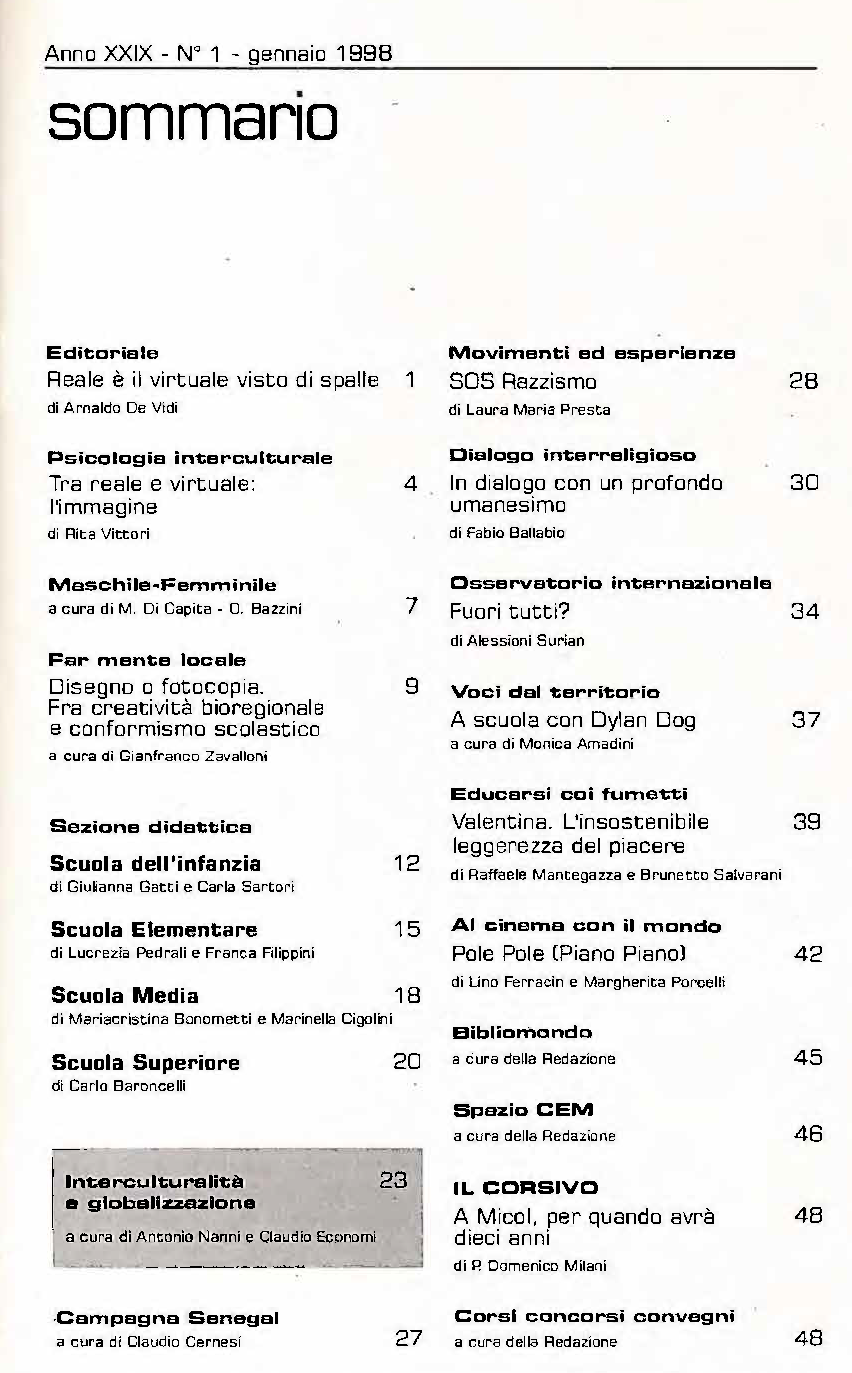 Sommario 29 01 cem gennaio 1998