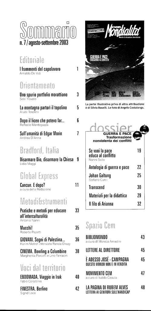 wSommario 34 07 CEM AGOSTO SETTEMBRE 2003