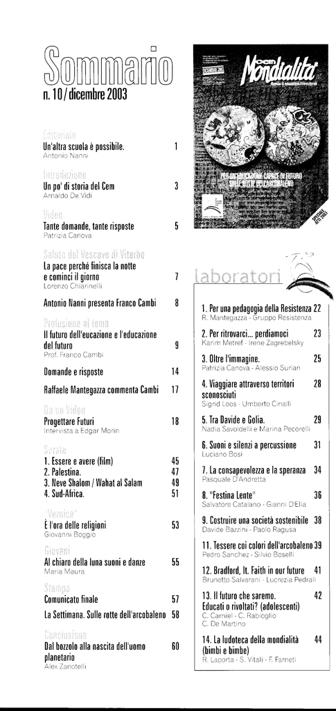 wSommario 34 10 CEM DICEMBRE 2003 speciale