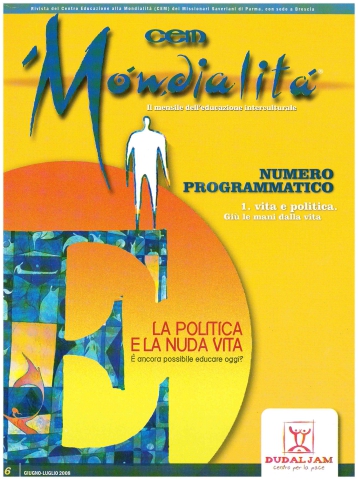 Copertina di 39.06.Numero programmatico. Vita e politica