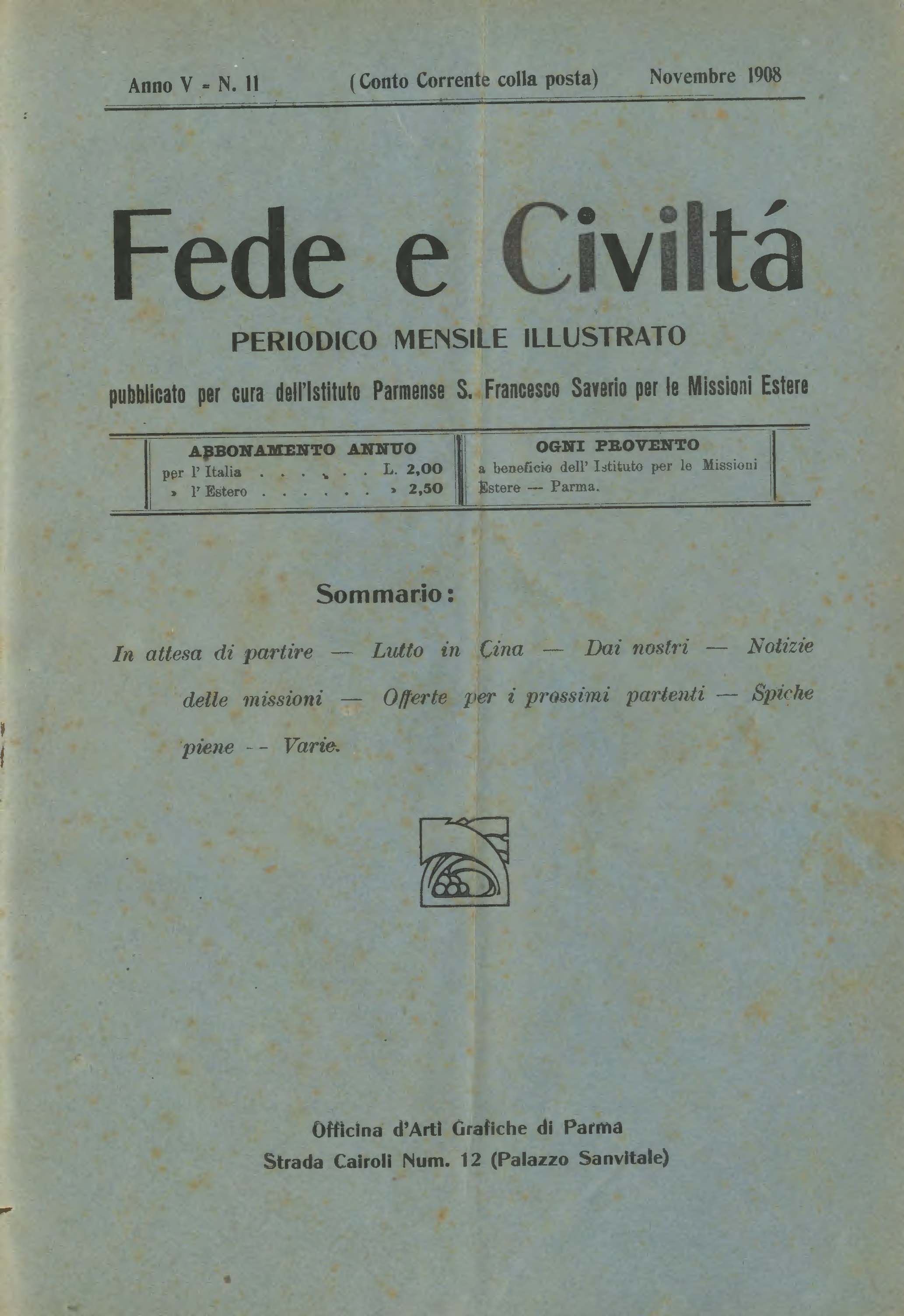 Copertina di 05.1908.11.Fede e Civiltà
