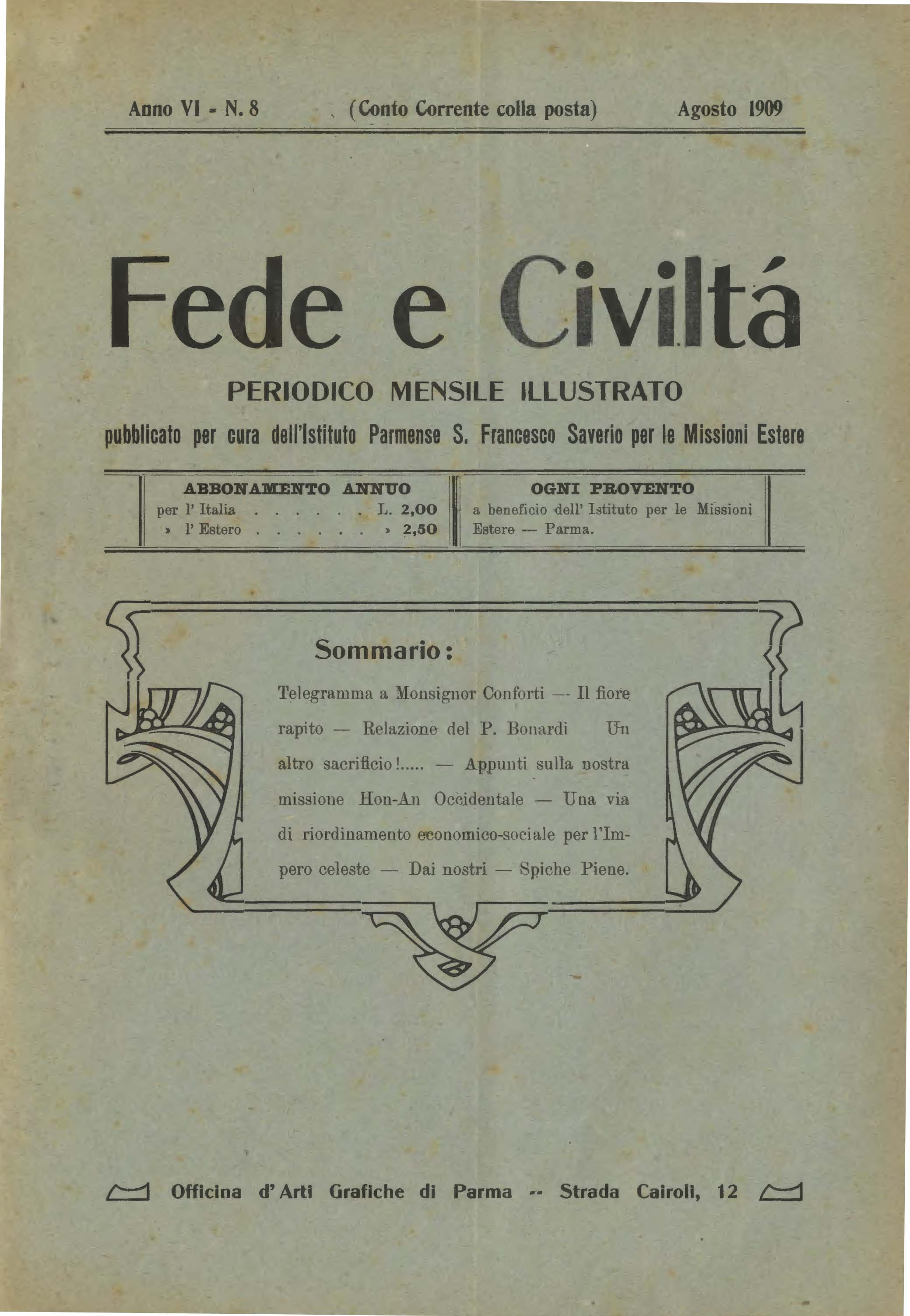 Copertina di 06.1909.08.Fede e Civiltà