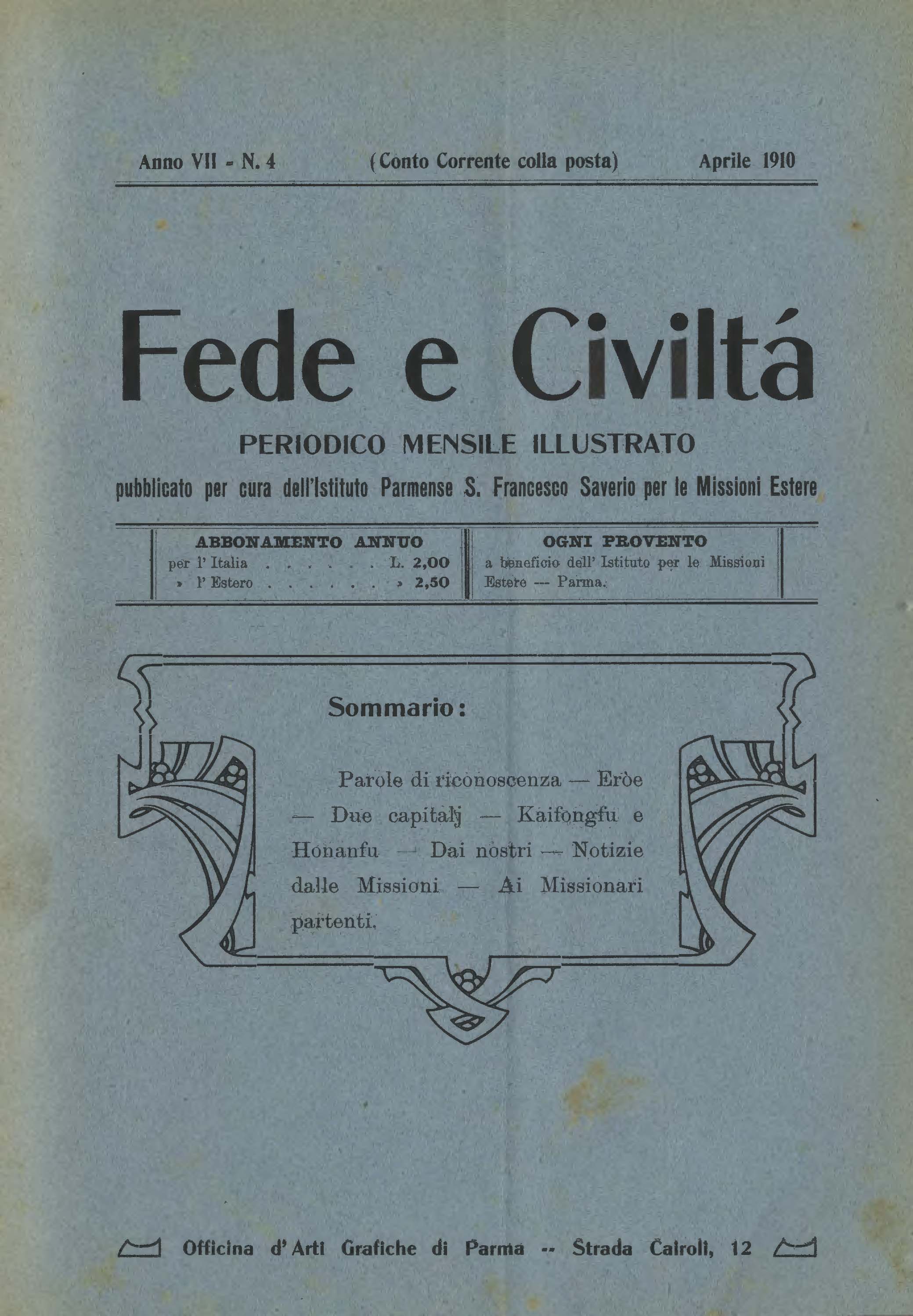 Copertina di 07.1910.04.Fede e Civiltà