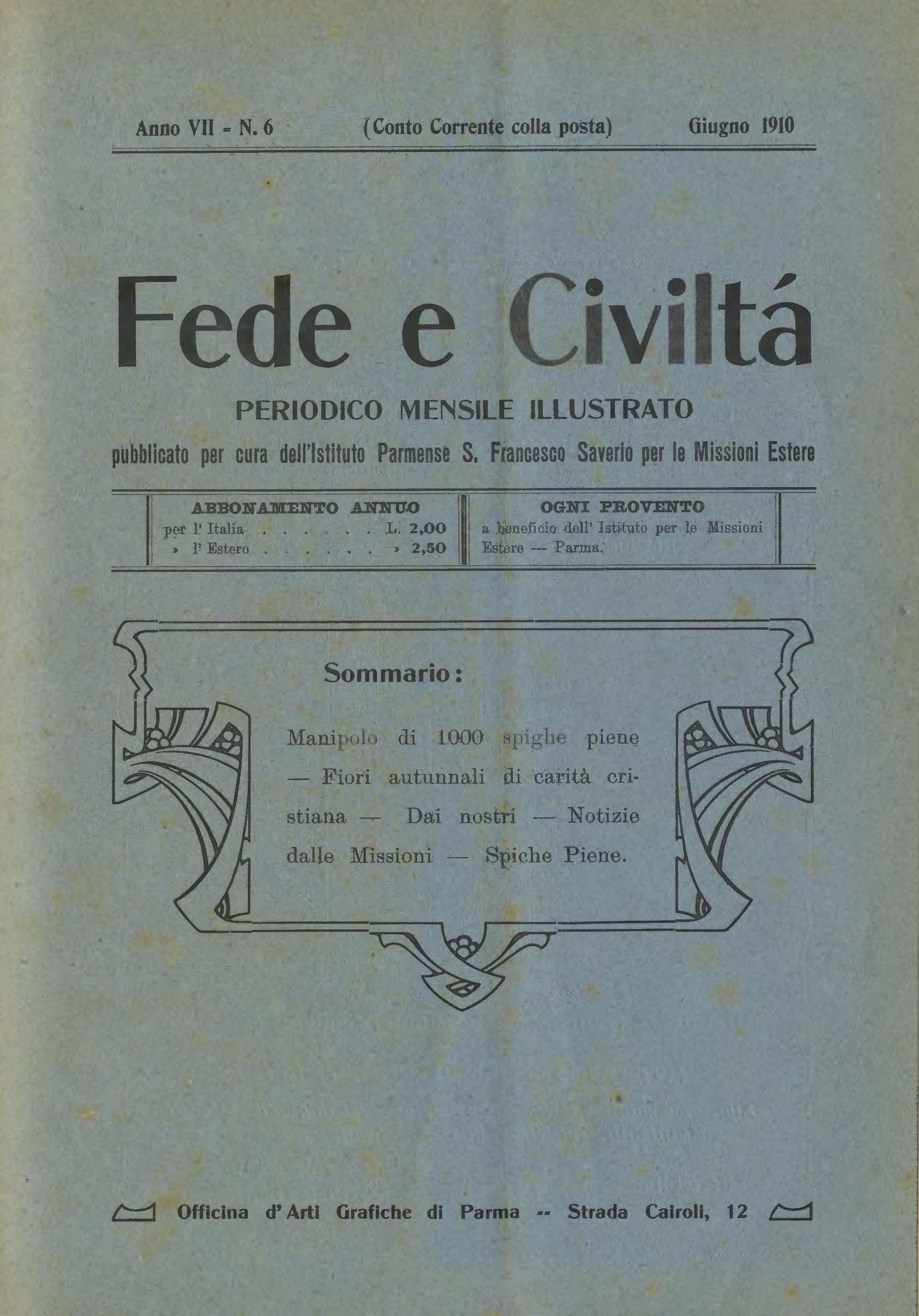 Copertina di 07.1910.06.Fede e Civiltà