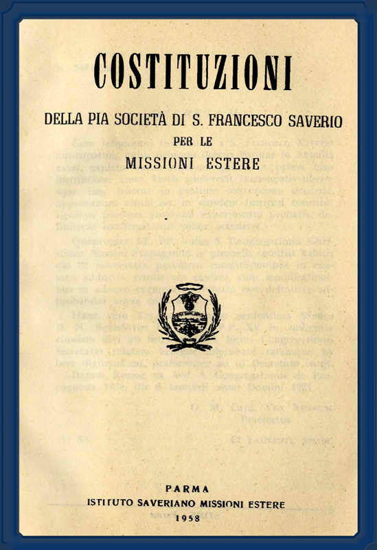 Copertina di Costituzioni della Pia Società di S.Francesco Saverio per le Missioni Estere