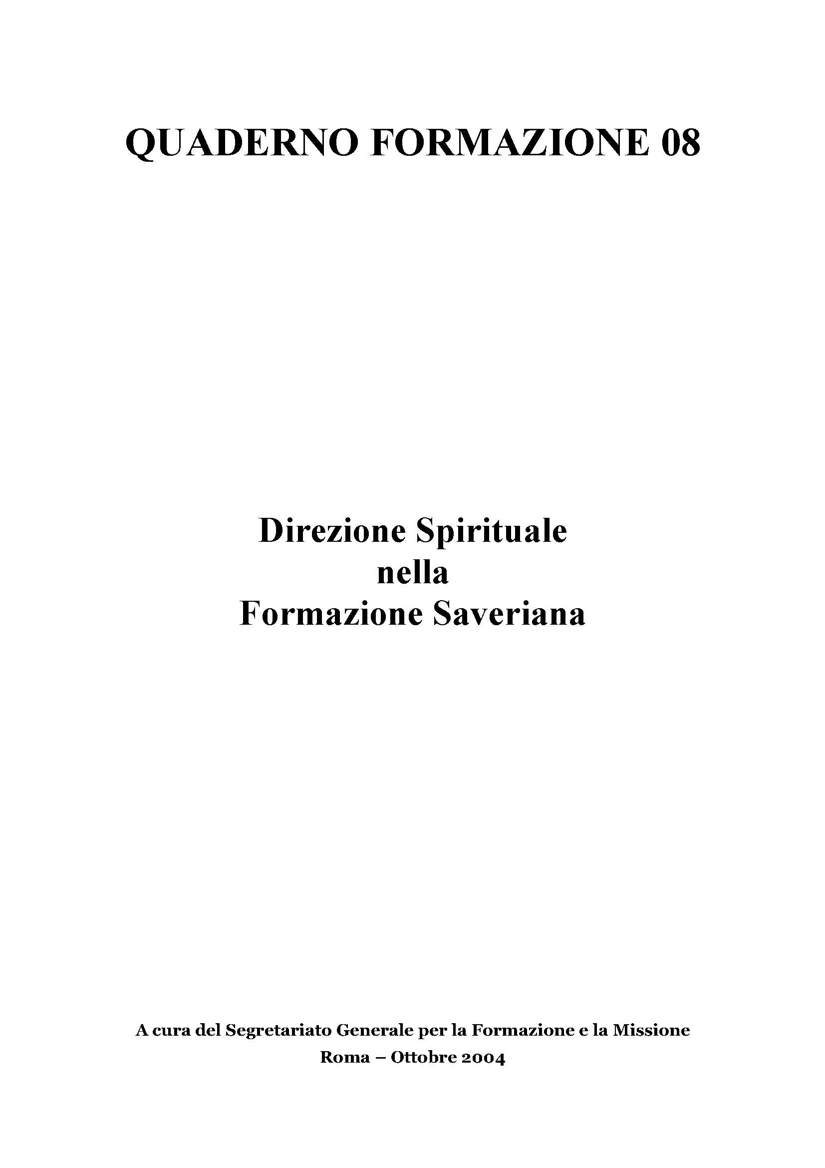 Copertina di 08-QF.Direzione Spirituale nella Formazione Saveriana