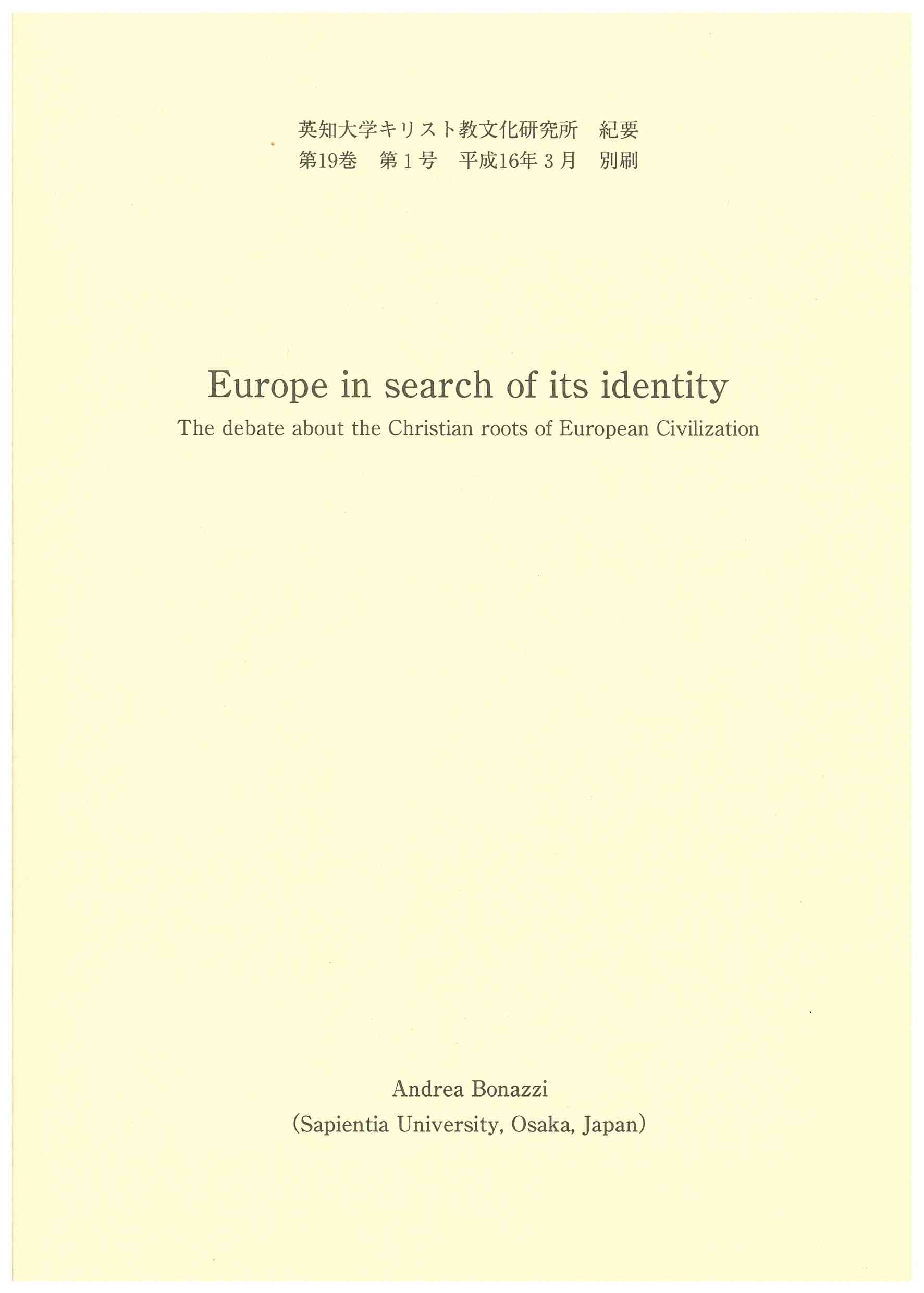 Copertina di Europe in search of its identity