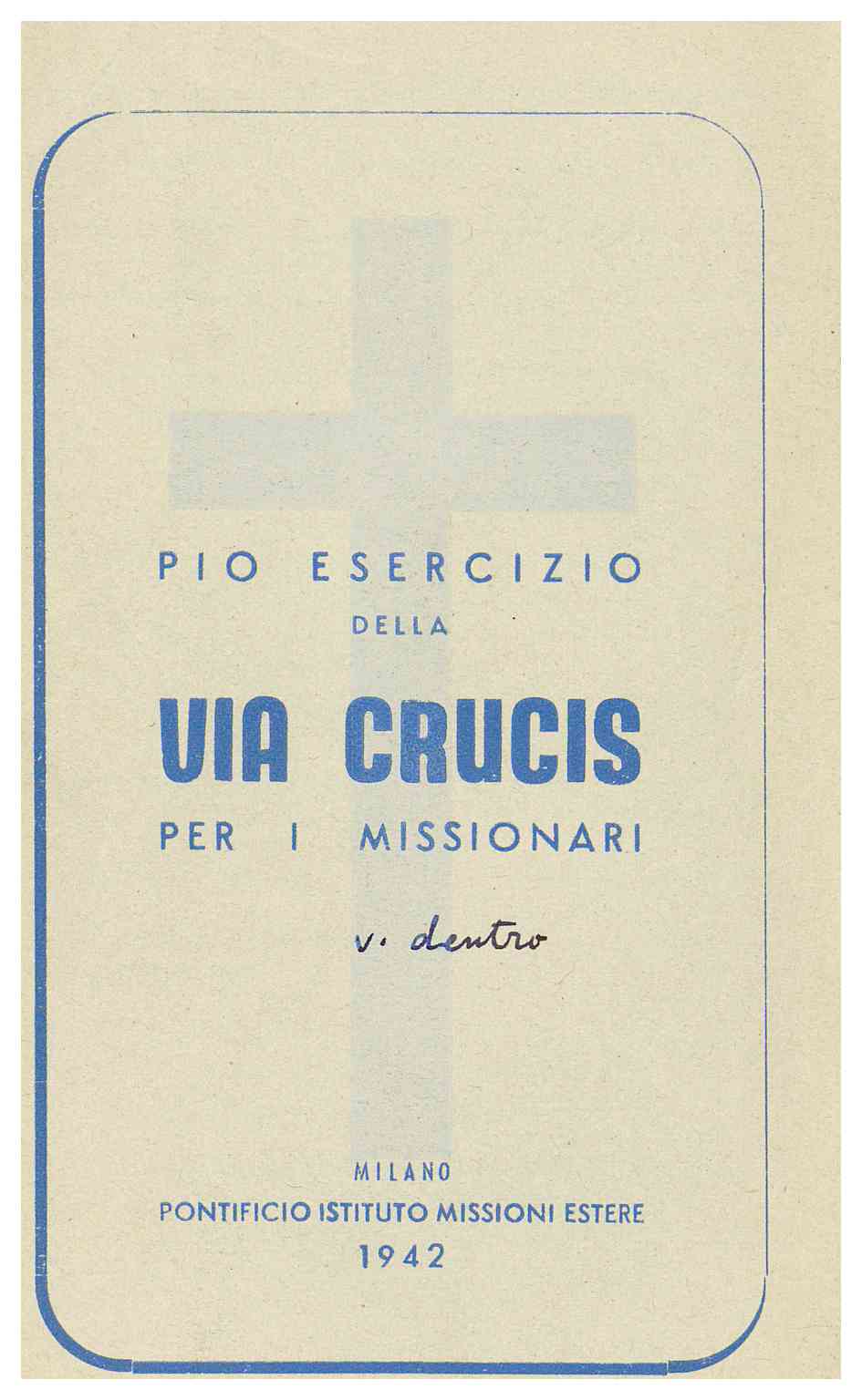 Copertina di Pio esercizio della Via Crucis per i Missionari