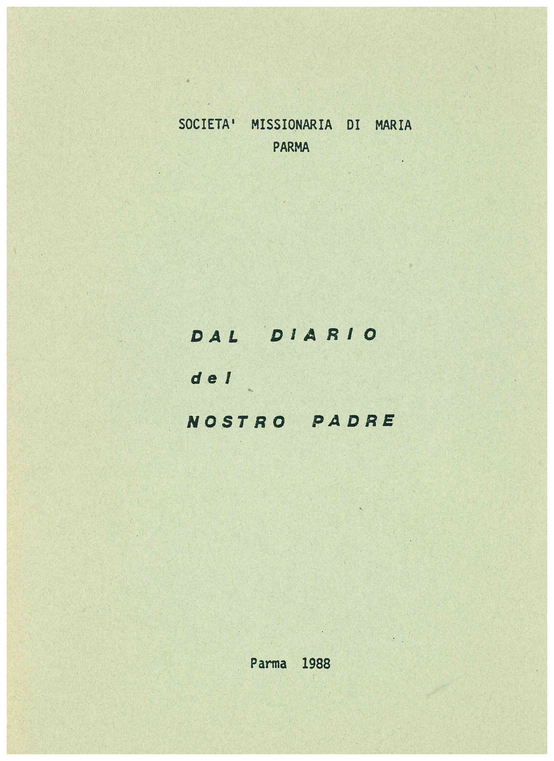 Copertina di Dal Diario del nostro padre