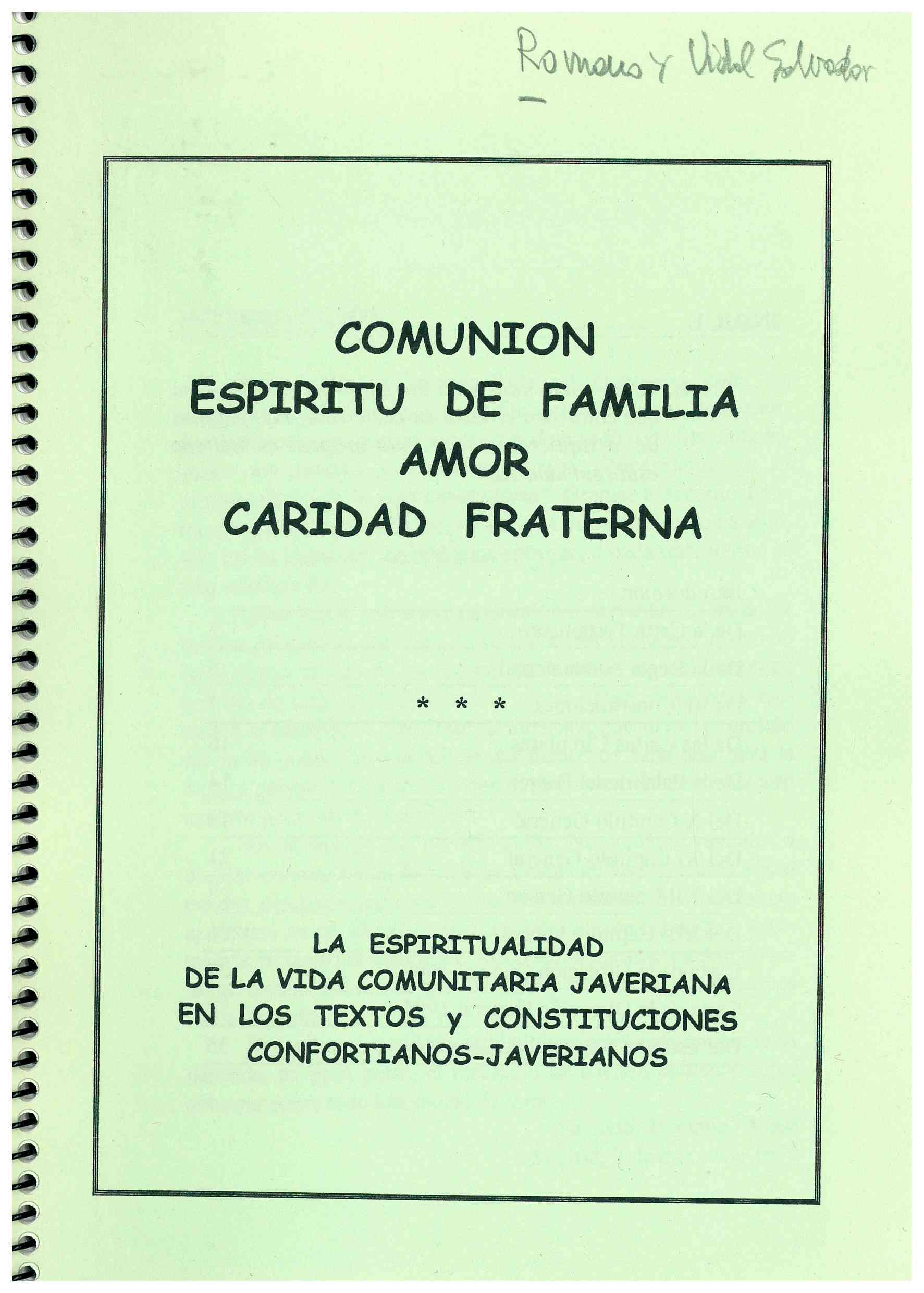 Copertina di Comunion, Espiritu de Familia, Amor, Caridad Fraterna