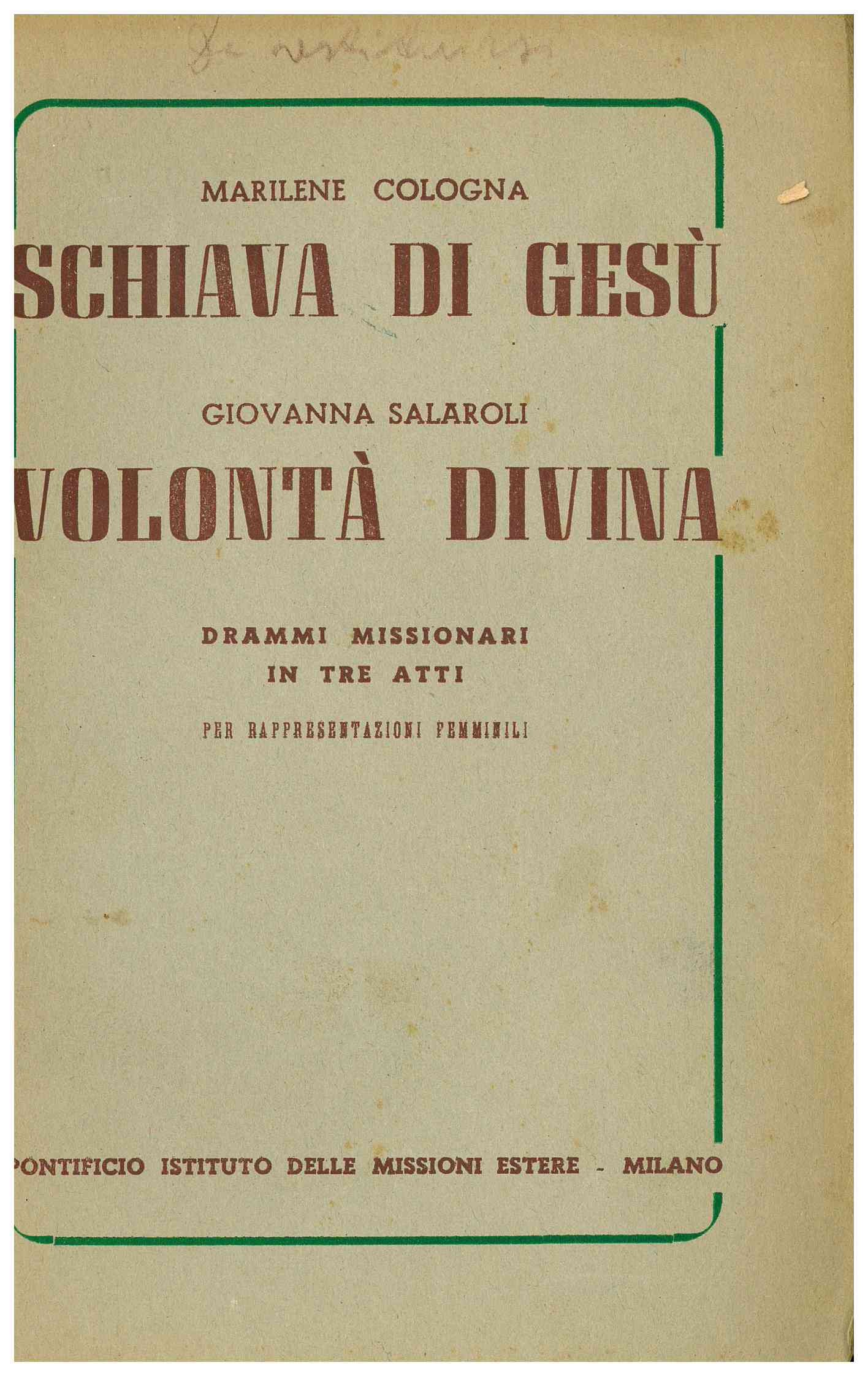 Copertina di Schiava di Gesù / Volontà divina