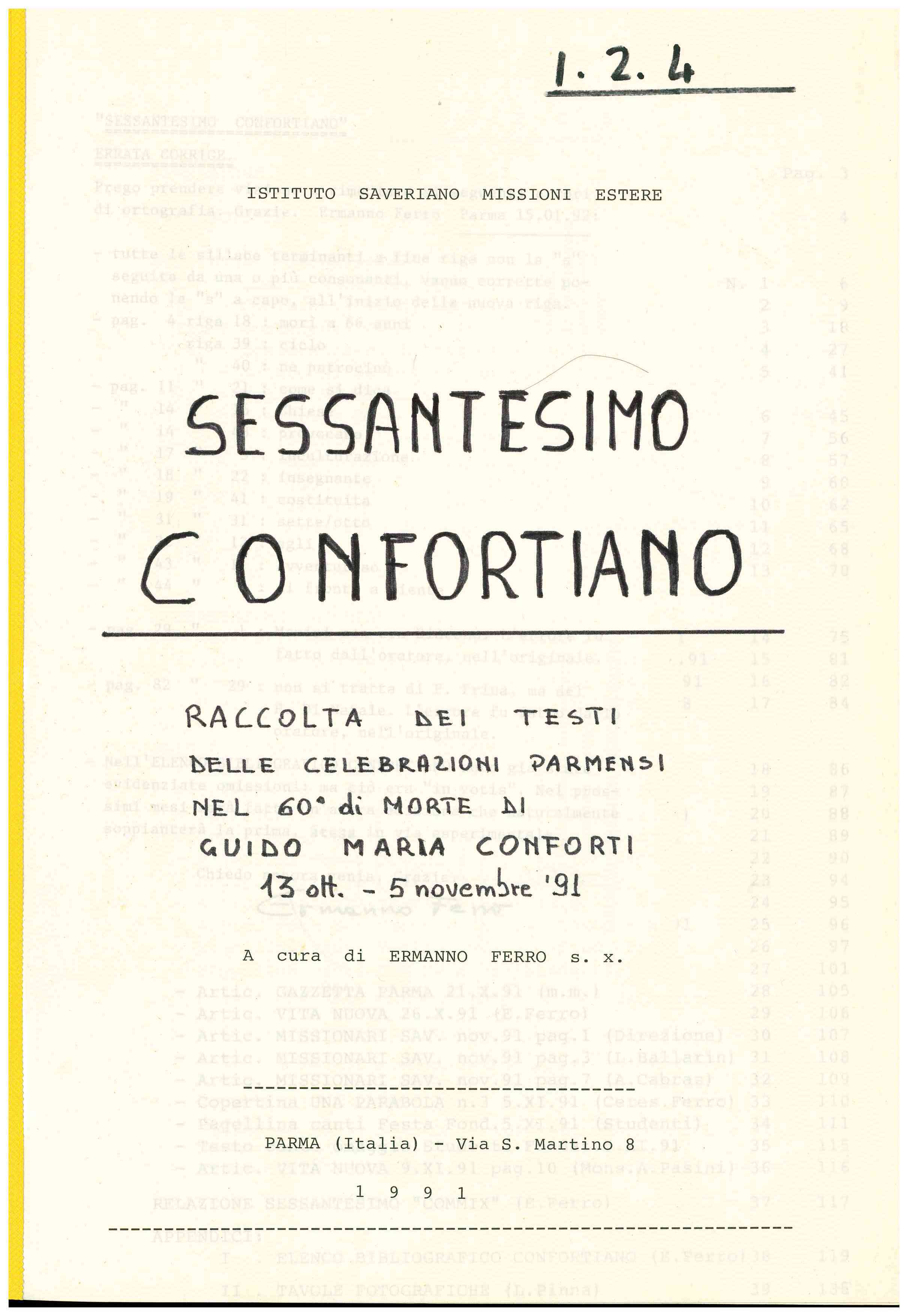 Copertina di Sessantesimo Confortiano