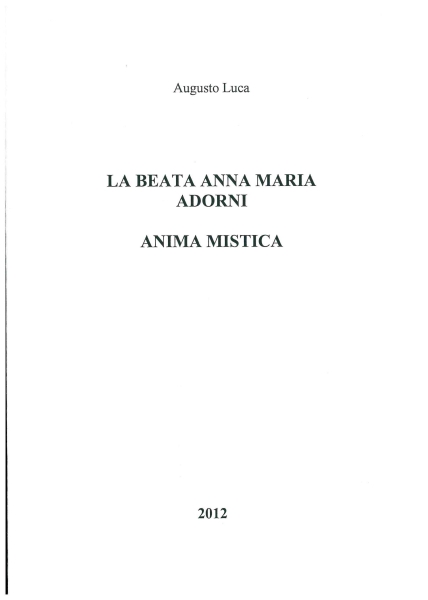 Copertina di La Beata Anna Maria Adorni. Anima mistica