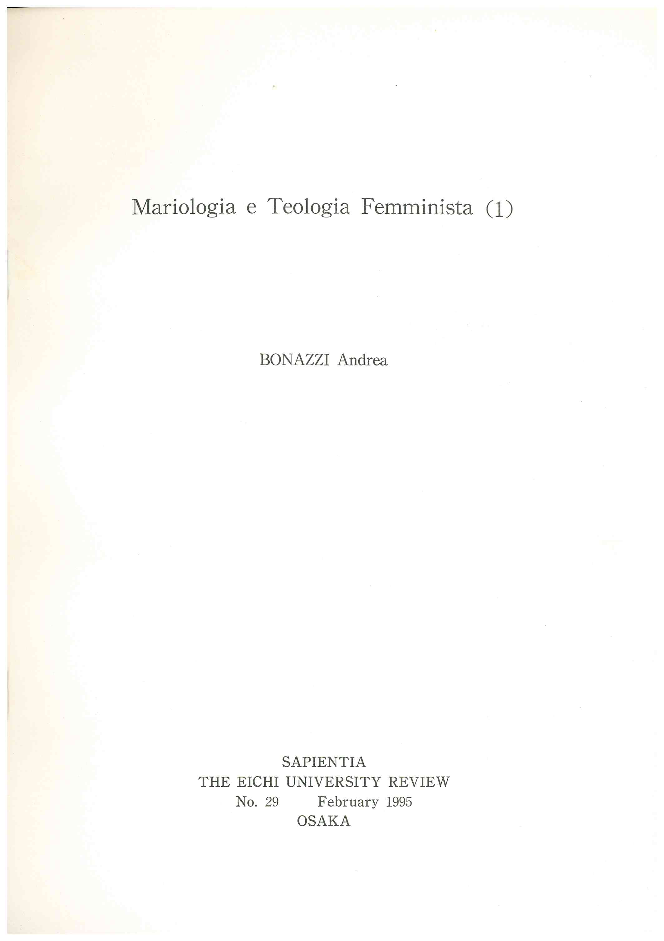 Copertina di Mariologia e Teologia Femminista (1)