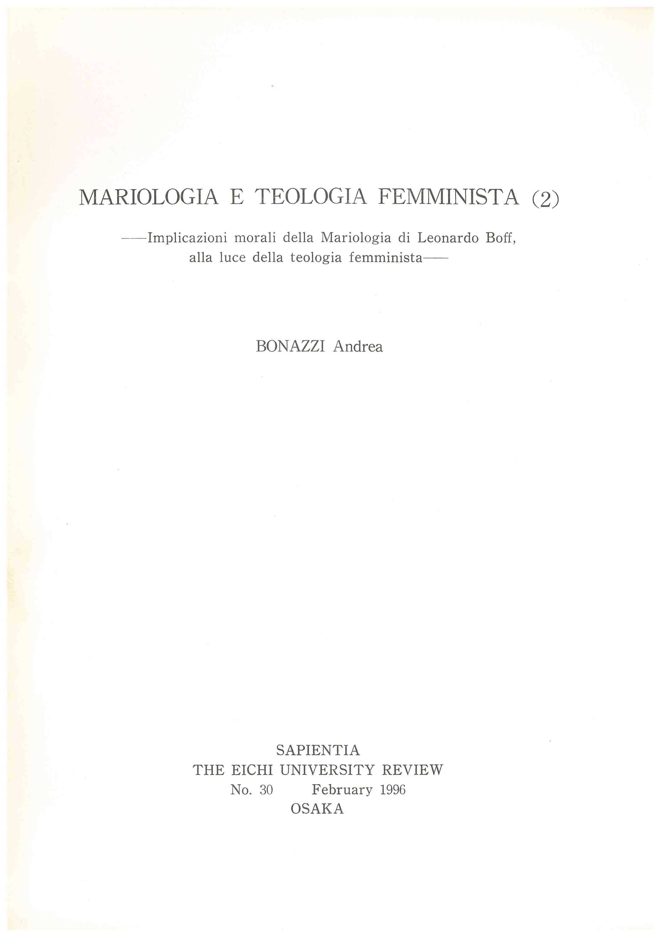 Copertina di Mariologia e Teologia Femminista (2)