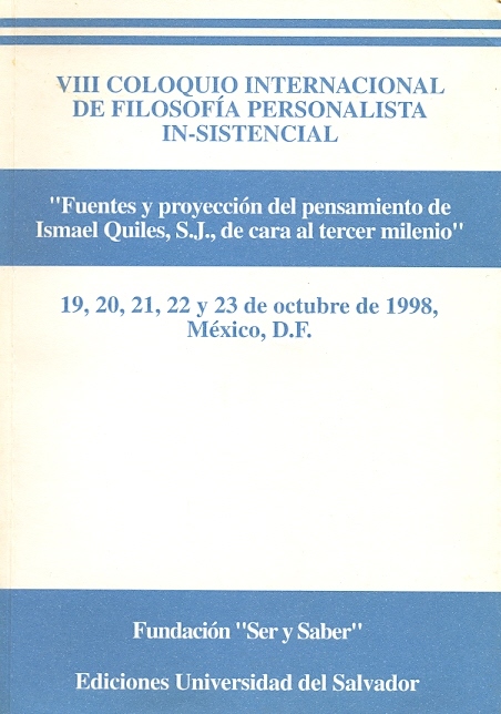 Copertina di VIII Coloquio Internacional de Filosofia personaliste In-sistencial