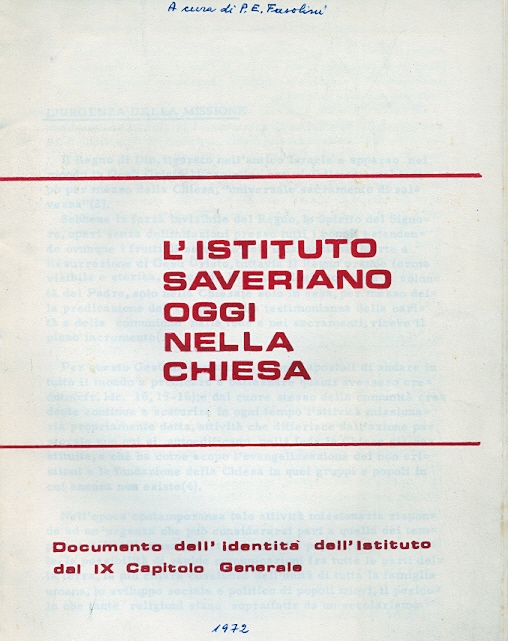 Copertina di L'Istituto Saveriano oggi nella Chiesa