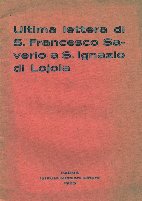 Copertina di Ultima lettera di S. Francesco Saverio a S. Ignazio di Loyola