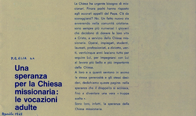 Copertina di Una speranza per la Chiesa missionaria: le vocazioni adulte