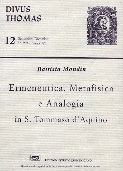 Copertina di Ermeneutica, Metafisica e Analogia in S. Tommaso d'Aquino