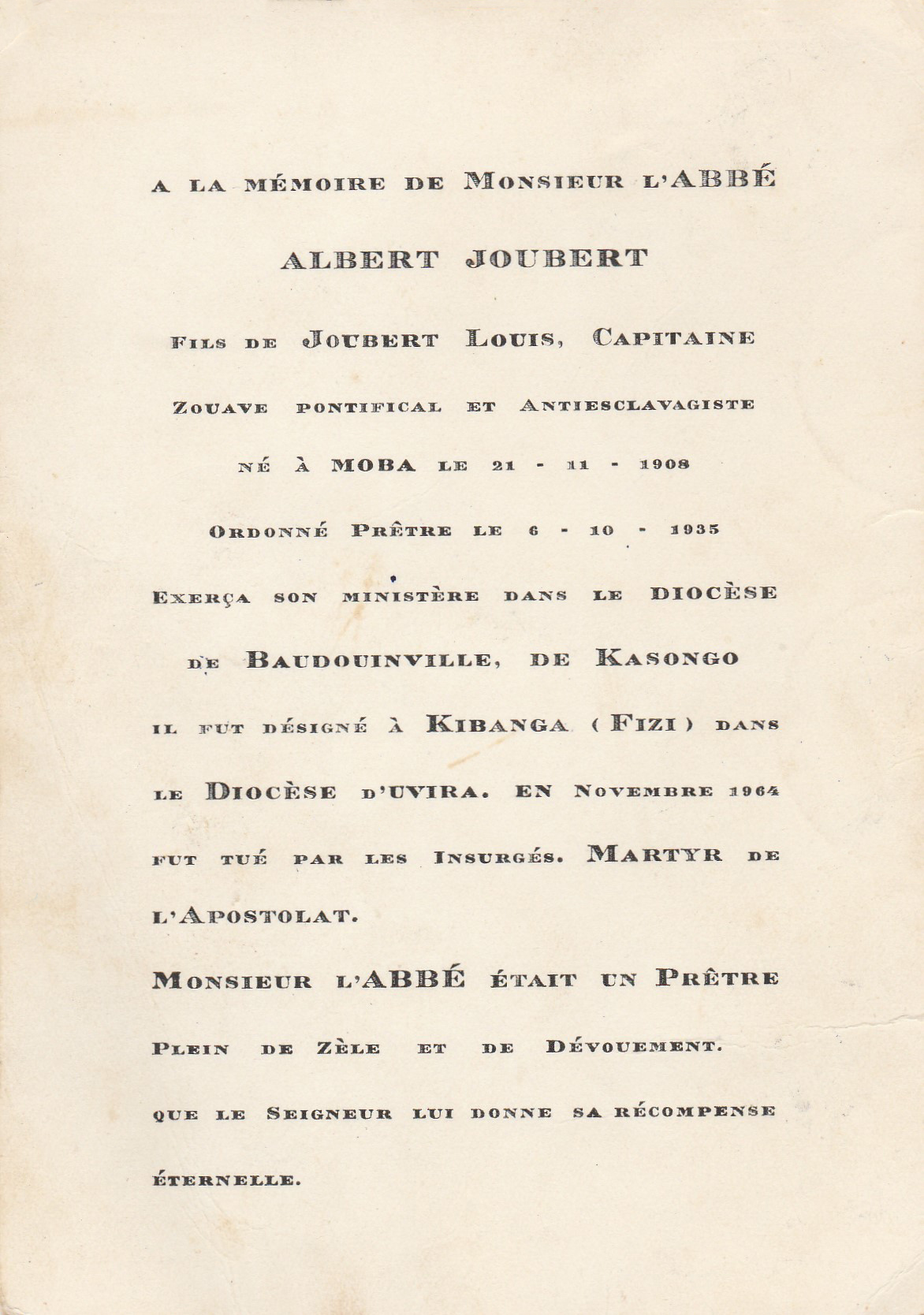 Albert Joubert verso